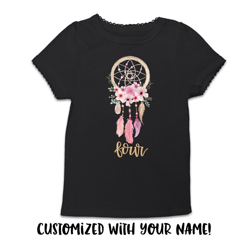 Girls 4th Birthday Shirt Girls Dreamcatcher Birthday Shirt Girls 4th Birthday Shirt Boho Birthday Shirt 4th Birthday Shirt