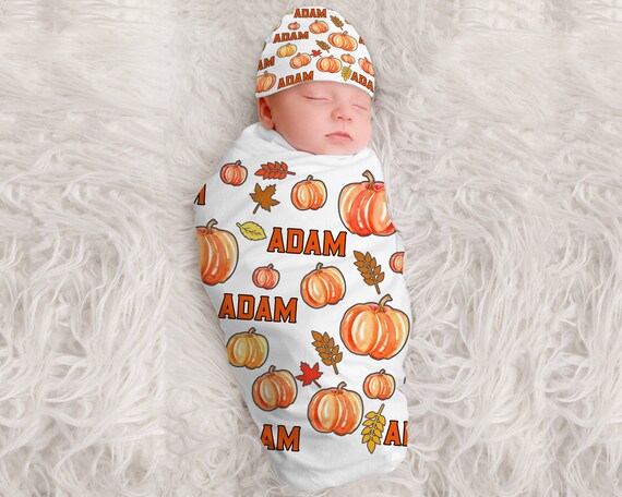 pumpkin swaddle blanket