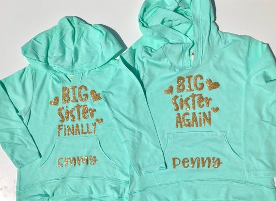 Big Sister Heart Arrow Sibling Long Sleeve Hoodie Shirt Sister Shirt Pregnancy Announcement Shirt Baby Announcement Shirt Big Sis to be