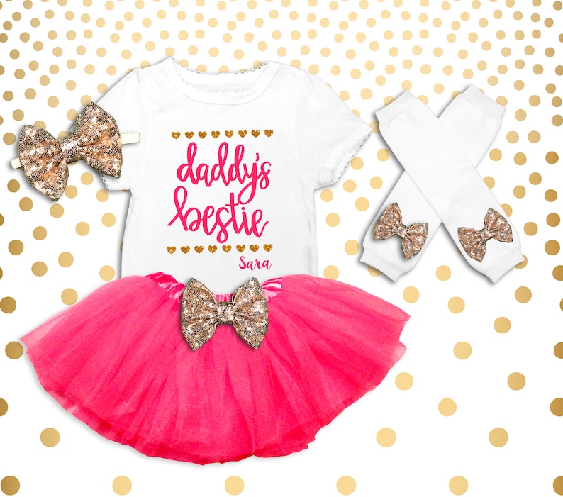 Daddy/'s Bestie Shirt Father/'s Day Girl/'s Father/'s Day Outfit Father/'s Day Set Father/'s Day Outfit,Baby Girl Father/'s Day Set