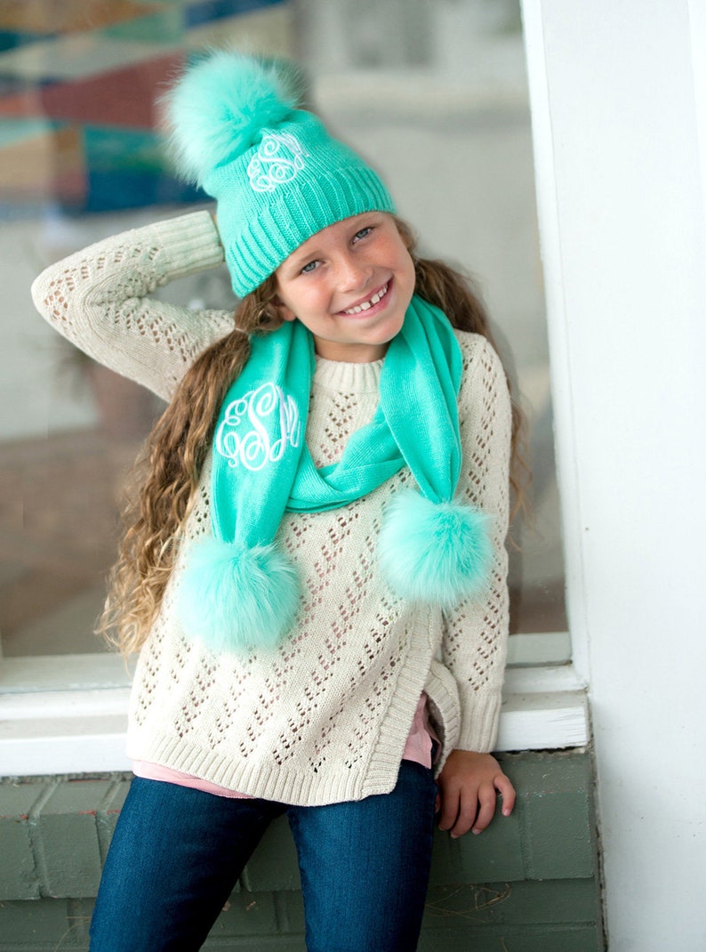 Monogrammed Hat and Scarf Personalized Kids Hat and Scarf image 0