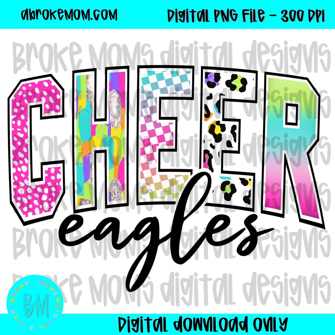 Neon Eagles Cheer PNG | Bright Cheer Sublimation Design | Digital ...