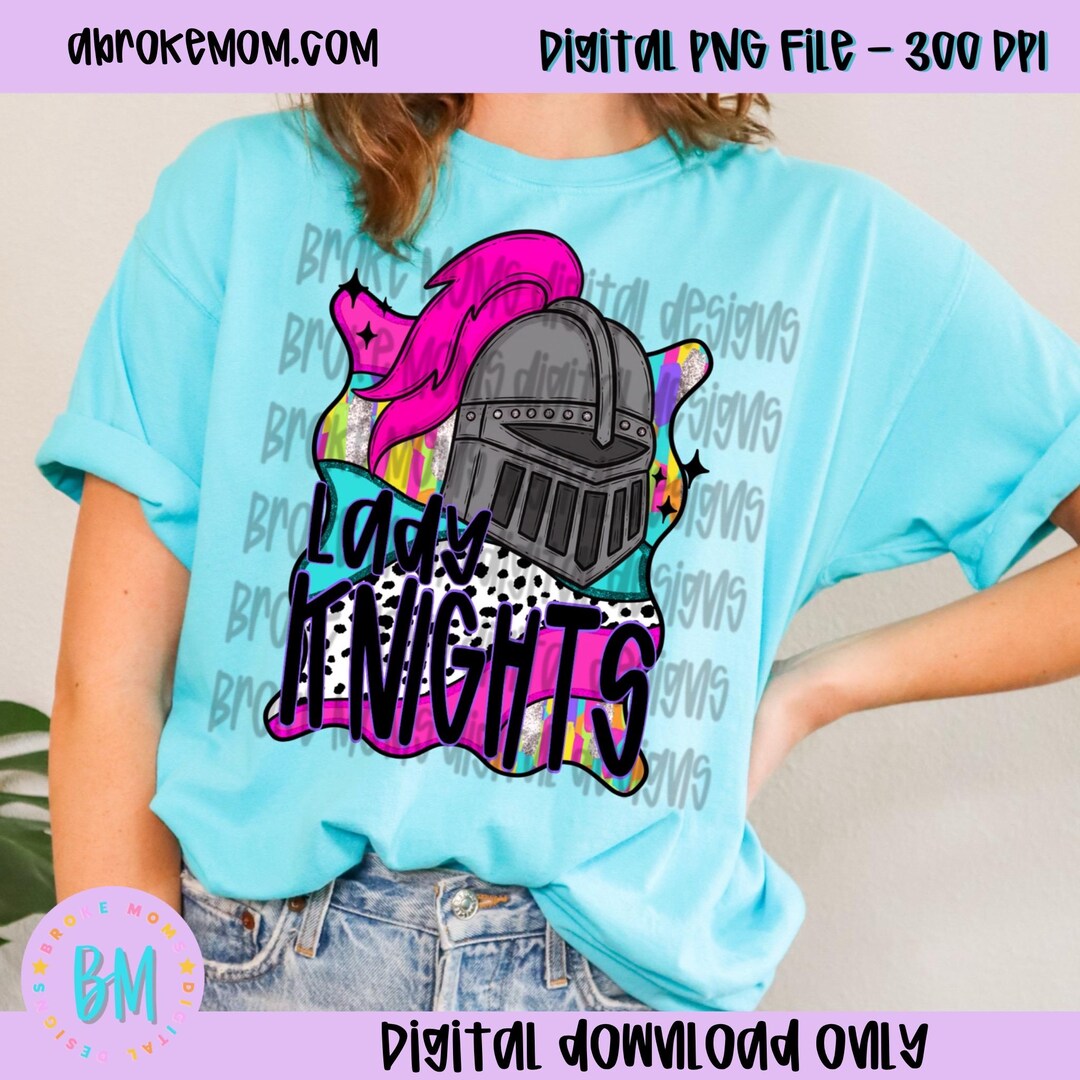 Lady Knights Mascot PNG, Pink Glitter Star Lady Knights File, Team ...