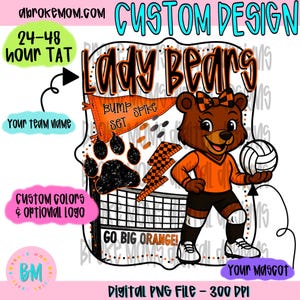 Custom Volleyball Mascot Design | Mascot, Colors & Logo | Sports Spirit Wear PNG | Personalized Digital Download
