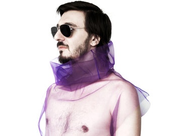 Gay club wear Purple sheer shirt Men's mesh top Purple mesh turtleneck top Berlin Berghain Rave Club Wear Futuristic cyberpunk clothing