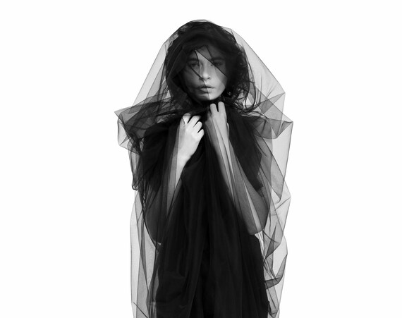 Dark Fantasy Vampire Gothic Wedding Veil / Dramatic Long Black - Etsy