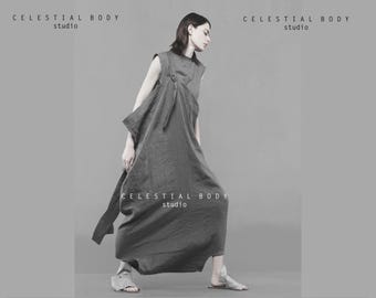 Linen drop crotch pants - Avant garde pants - Japanese avant garde fashion - Avant garde clothing for women