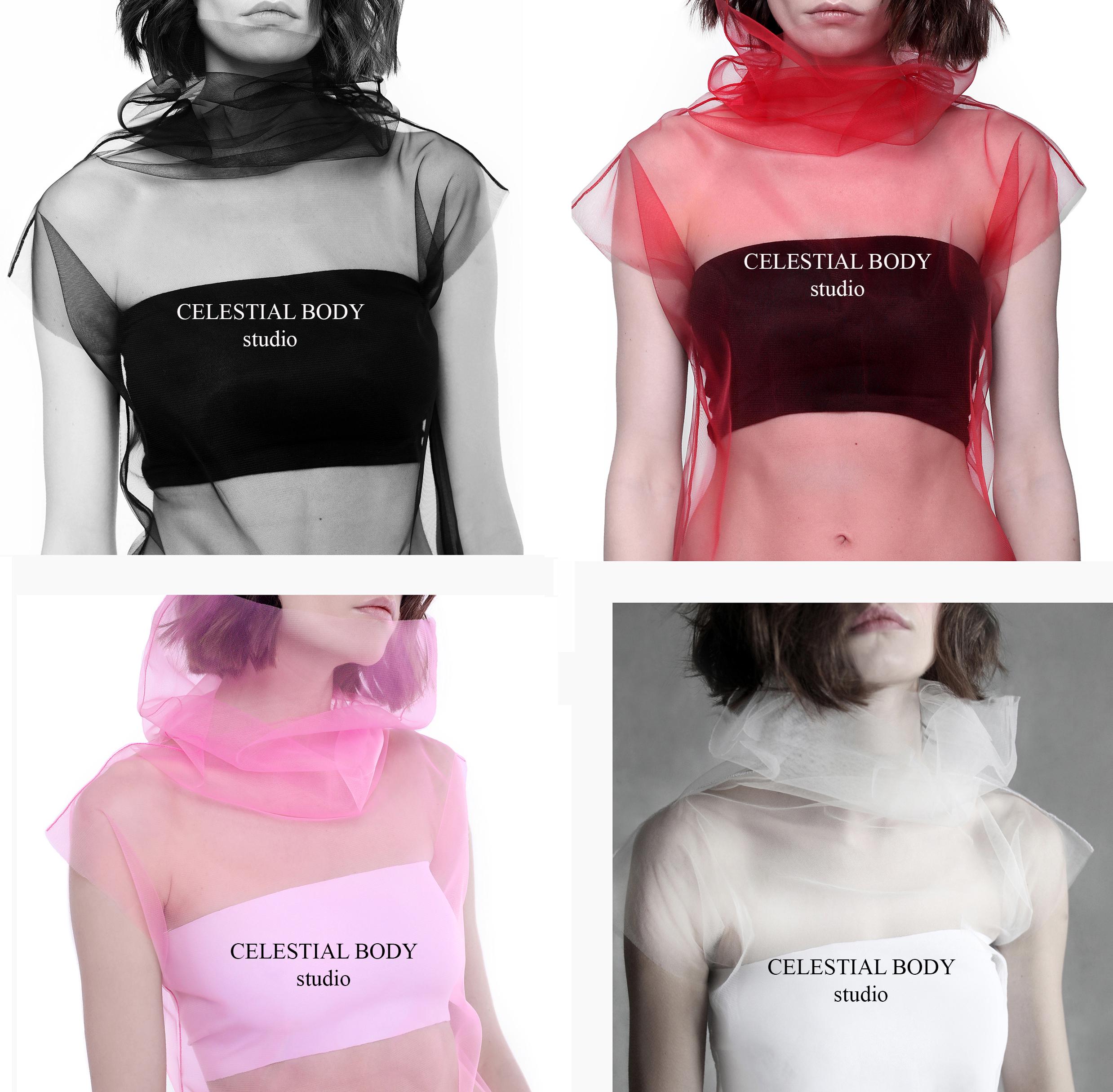 Pink Tulle Turtleneck Top Rave Top Futuristic Top High Neck