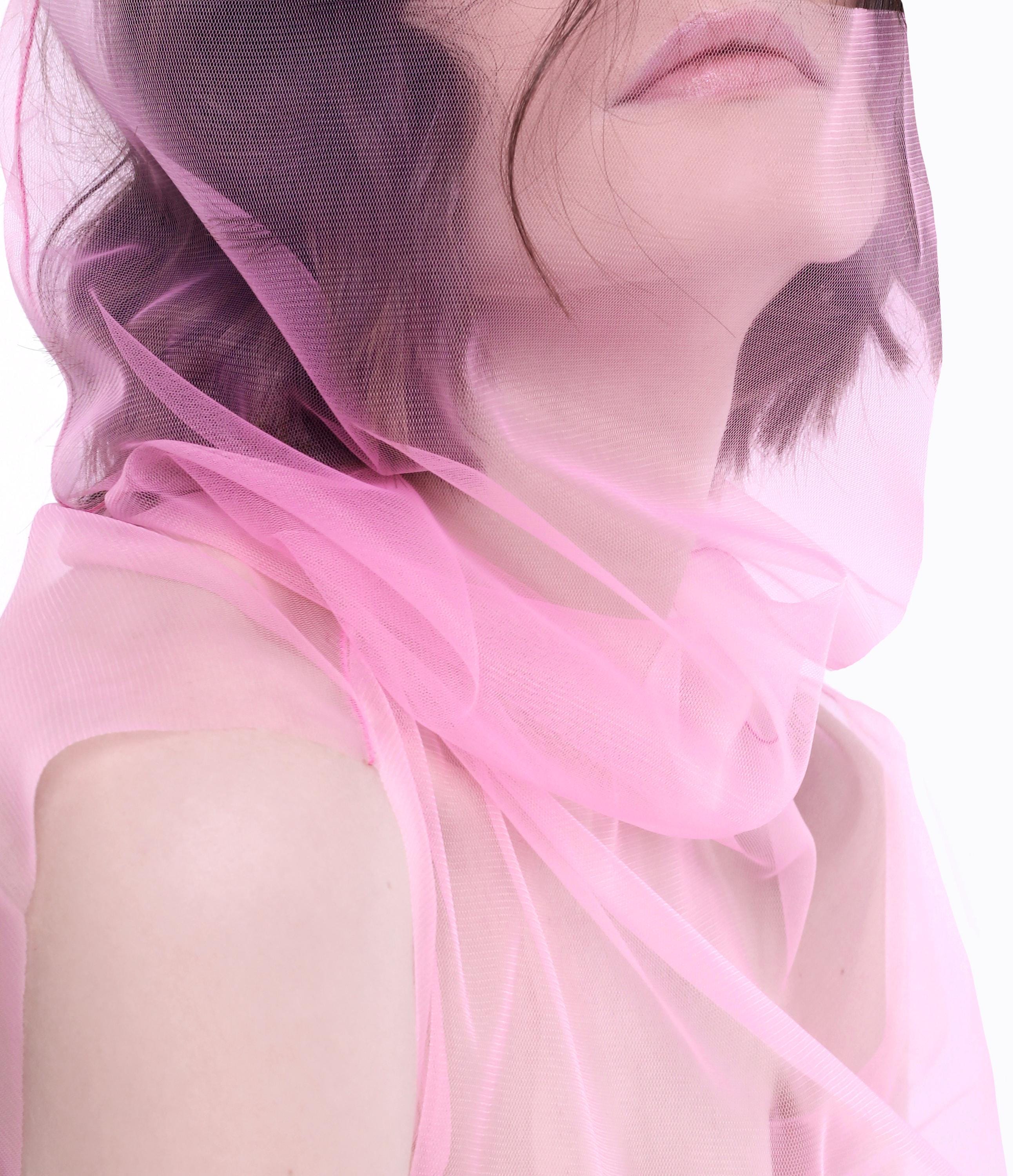 Pink Tulle Turtleneck Top Rave Top Futuristic Top High Neck