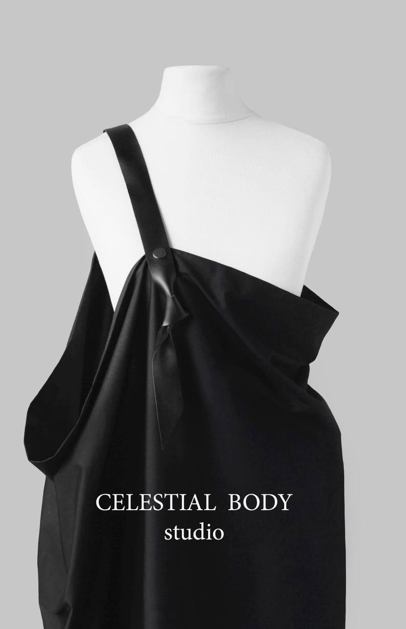 Avant Garde Black Overall Skirt: Deconstructed Pinafore with Leather Strap. Japanese Avant Garde clothing image 5