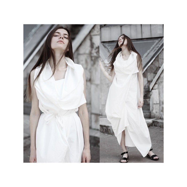 White Asymmetrical Wrap Dress