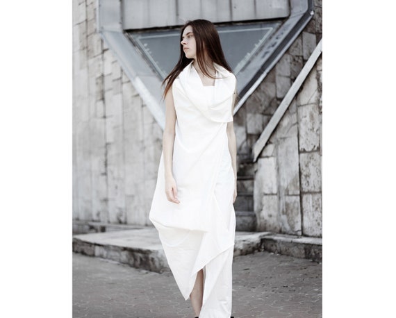 white asymmetrical dress