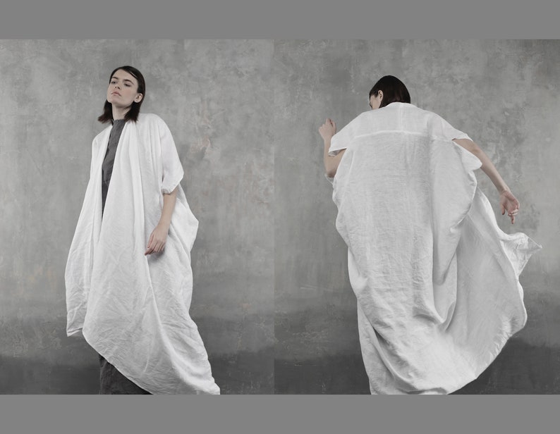 White linen cloak / Medieval linen cape / White Linen kimono | Etsy