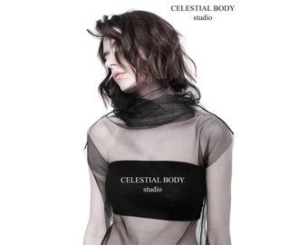 Avant garde Black sheer turtleneck top