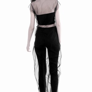 Women's turtleneck techwear dress Black sheer overdress Futuristic Cyberpunk dress Fairy Grunge dress Alternative clothing Mesh dress