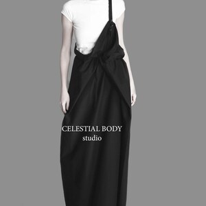 Avant Garde Black Overall Skirt: Deconstructed Pinafore with Leather Strap. Japanese Avant Garde clothing image 16