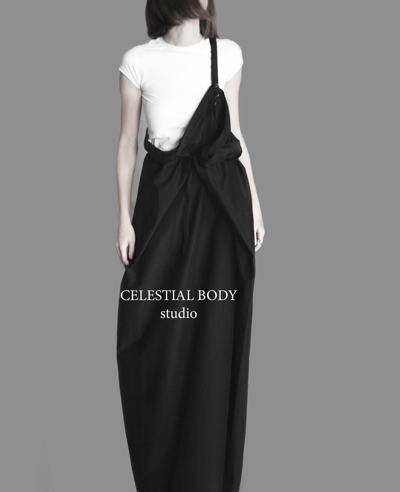 Avant Garde Black Overall Skirt: Deconstructed Pinafore with Leather Strap. Japanese Avant Garde clothing image 16