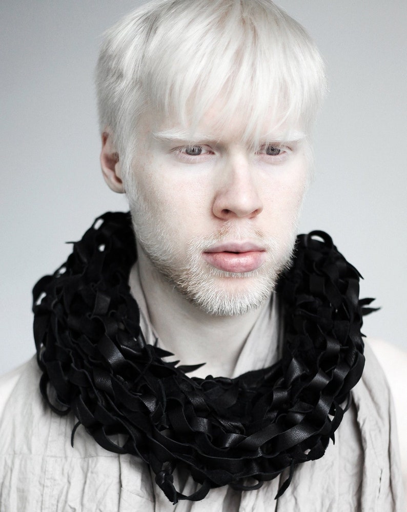 Extravagant Leather Necklace Leather Cowl Avant Garde Etsy