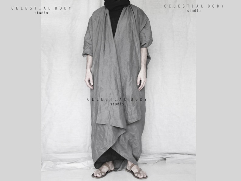 Men's Japanese Avant-garde linen kimono duster. Kimono robe for men. Kimono jacket. Kimono cardigan