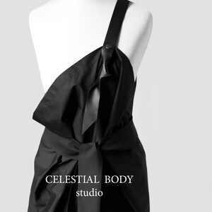 Avant Garde Black Overall Skirt: Deconstructed Pinafore with Leather Strap. Japanese Avant Garde clothing image 3