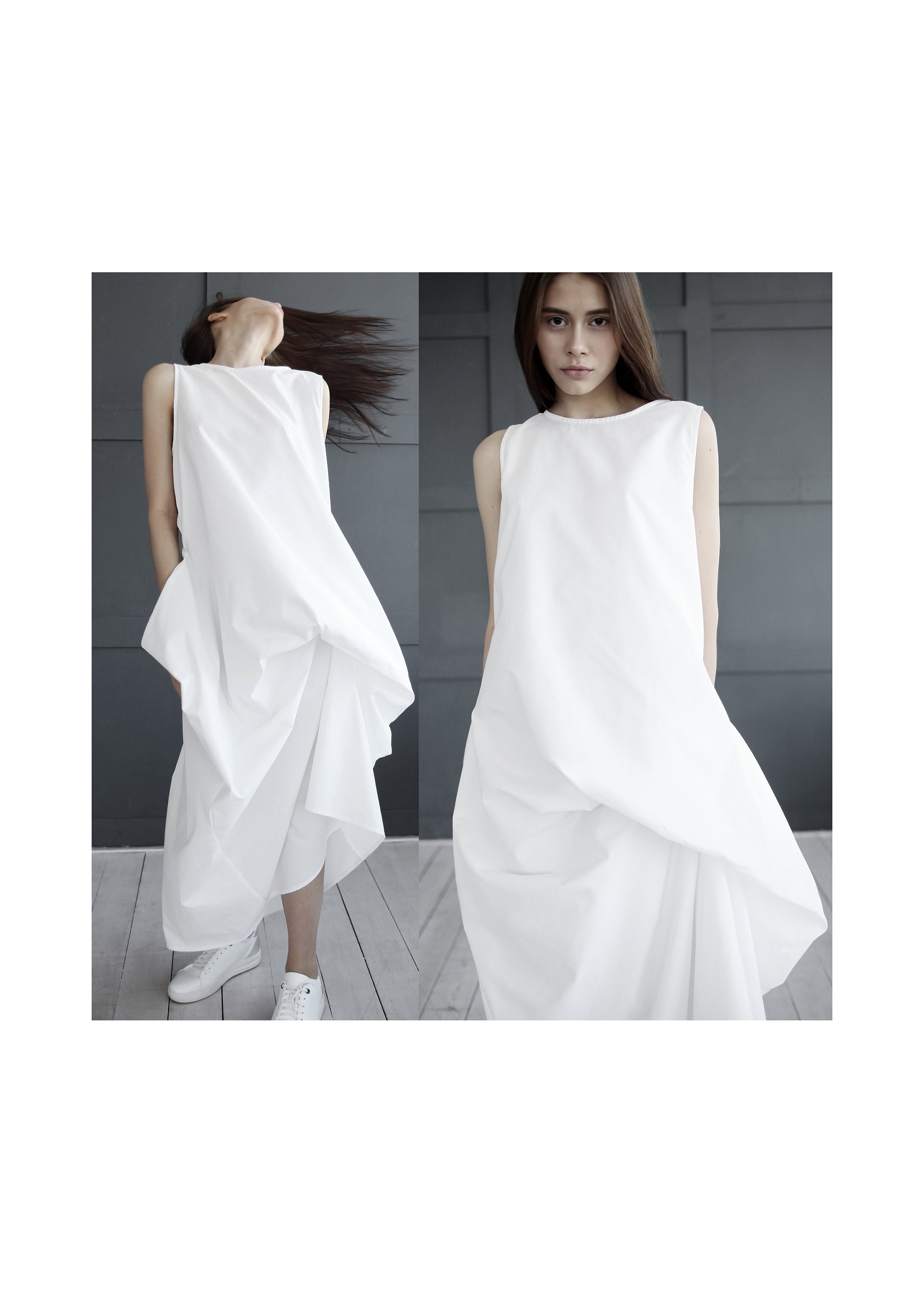 White Draped Maxi Dress Minimalistic Wedding Dress Avant Garde Etsy