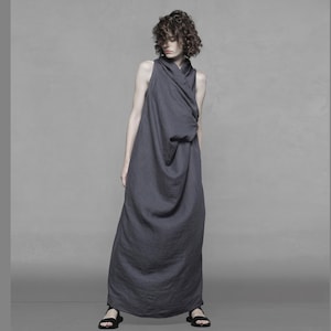 Extravagant asymmetrical linen dress
