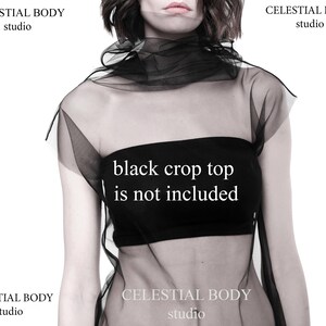 Avant garde top. Black Mesh turtleneck top. Tulle top. Avant Garde clothing. Sheer turtleneck top. Futuristic shirt. Gothic blouse. image 3