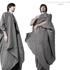 Men's Japanese Avant-garde linen kimono duster. Kimono robe for men. Kimono jacket. Kimono cardigan