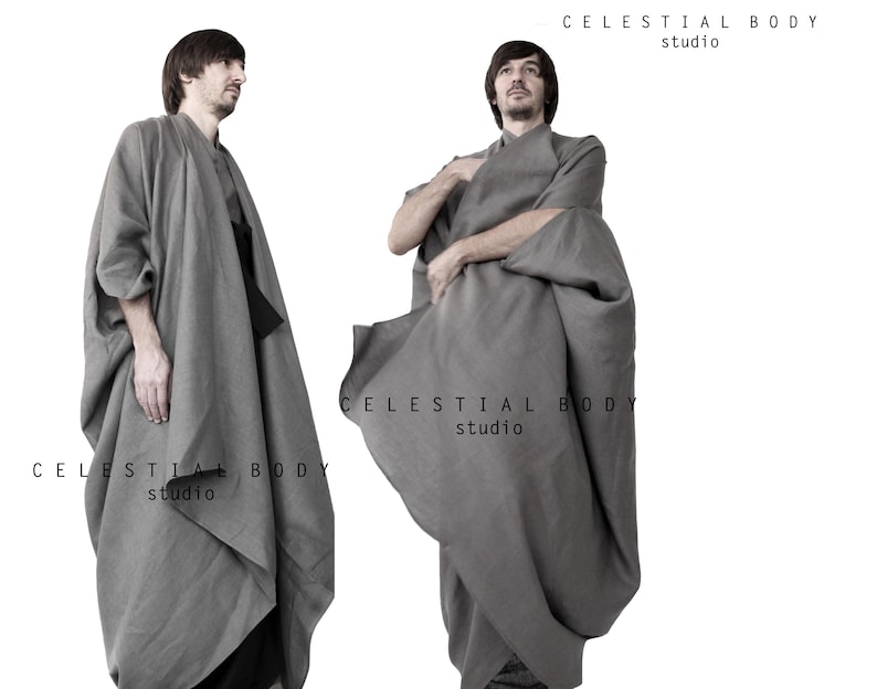 Men's Japanese Avant-garde linen kimono duster. Kimono robe for men. Kimono jacket. Kimono cardigan