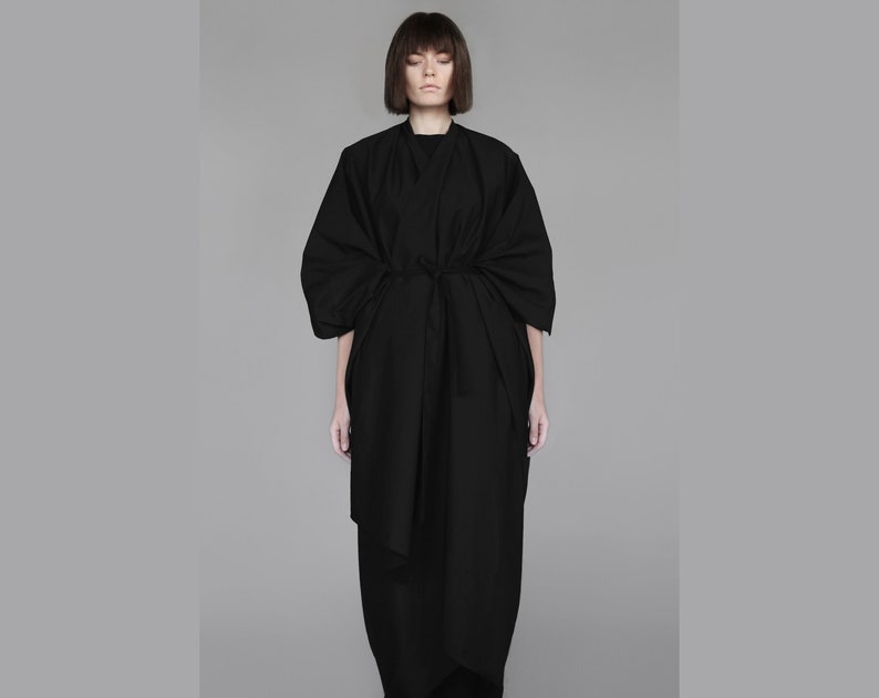 black kimono wrap dress