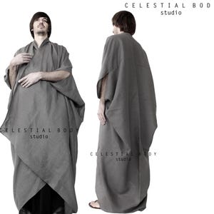 Men's Japanese Avant-garde linen kimono duster. Kimono robe for men. Kimono jacket. Kimono cardigan