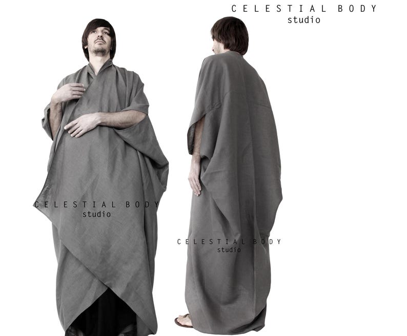Men's Japanese Avant-garde linen kimono duster. Kimono robe for men. Kimono jacket. Kimono cardigan