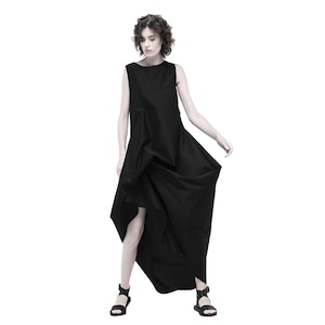 Avant garde Asymmetrical Black Maxi Dress