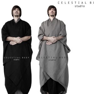 Men's Japanese Avant-garde linen kimono duster. Kimono robe for men. Kimono jacket. Kimono cardigan