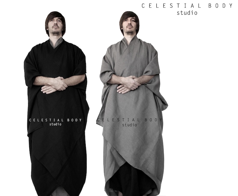 Men's Japanese Avant-garde linen kimono duster. Kimono robe for men. Kimono jacket. Kimono cardigan