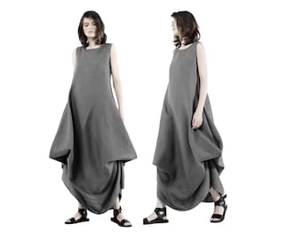 Avant garde dress made of linen. Avant garde clothing