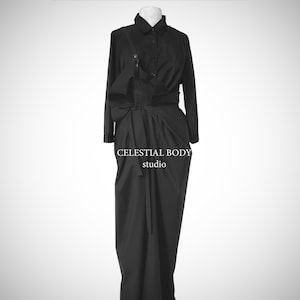 Japanese avant-garde dress skirt with leather strap