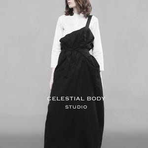 Avant Garde Black Overall Skirt: Deconstructed Pinafore with Leather Strap. Japanese Avant Garde clothing image 8