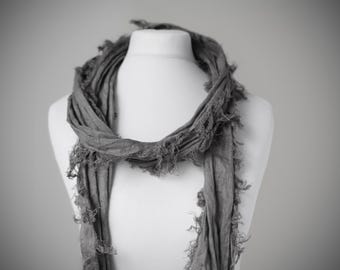 Wasteland survivor Distressed linen scarf. Dystopian post-apocalyptic fashion. Avant garde scarf for men