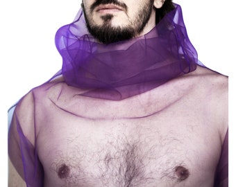 Men's Purple sheer shirt or dress Futuristic clothing men Purple mesh shirt Gay rave outfit Mesh turtleneck Transparent shirt Club wear