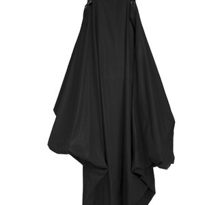 Avant garde pnafore dress with leather straps Lagenlook dress Deconstructed dress Black apron dress High low dress Black overall dress