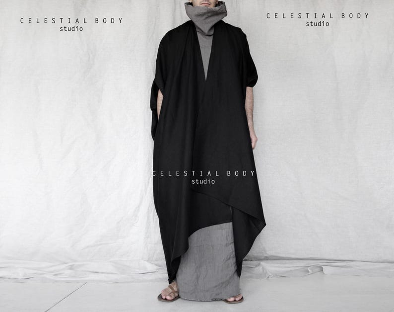 Men's Japanese Avant-garde linen kimono duster. Kimono robe for men. Kimono jacket. Kimono cardigan