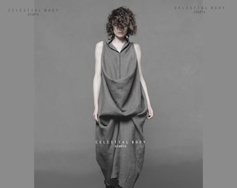 Extravagant dress. Avant Garde dress made of linen. Avant garde clothing for women