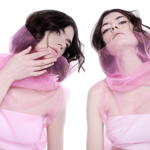 Pink sheer turtleneck top