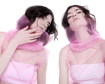 Pink sheer turtleneck top