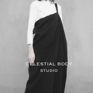 Avant Garde Black Overall Skirt: Deconstructed Pinafore with Leather Strap. Japanese Avant Garde clothing image 10