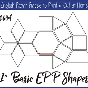 1" Print at Home Grundformen für English Paper Piecing | EPP | Pieces | Dowloadable | Download | Templates | Printable | A4 & Letter
