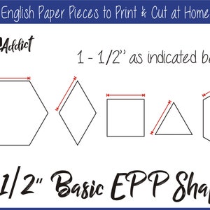 1.5" Print at Home Basic Shapes for English Paper Piecing | EPP | Pieces | Dowloadable | Download | Templates | Printable | A4 & Letter