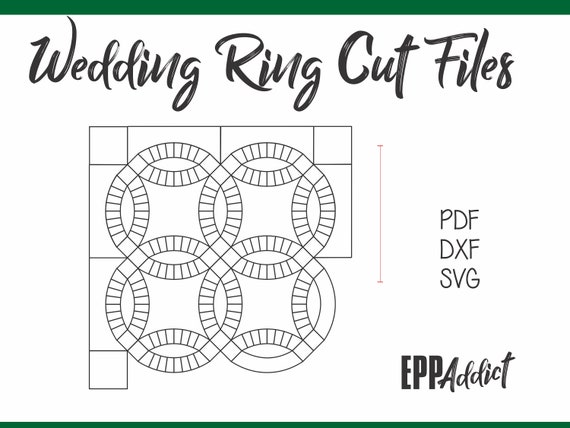 Double bague de mariage couper des fichiers pour le papier anglais Piecing SVG DXF Cricut Silhouette Patchwork de courtepointe PPE