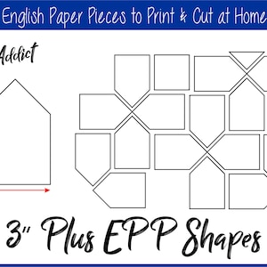 3" Printable Plus Shaped Pieces for English Paper Piecing | EPP | Pieces | Download | Templates | Patchwork | A4 & Letter